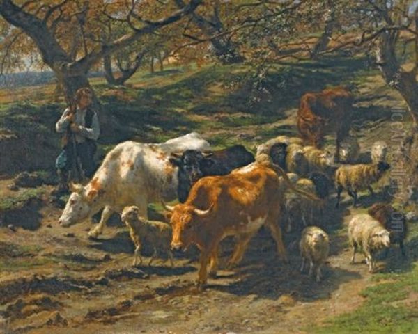 Un Berger Avec Son Troupeau Oil Painting by Rosa Bonheur