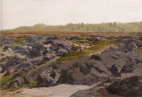 Vue De Fontainebleau: Les Roches Parmi Les Genets Et Les Bruyeres Oil Painting by Rosa Bonheur