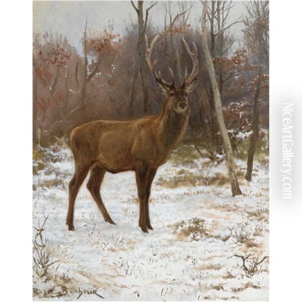 Cerf A Dix Cors Aux Aguets (a Stag With Ten Tynes, On The Watch) Oil Painting by Rosa Bonheur