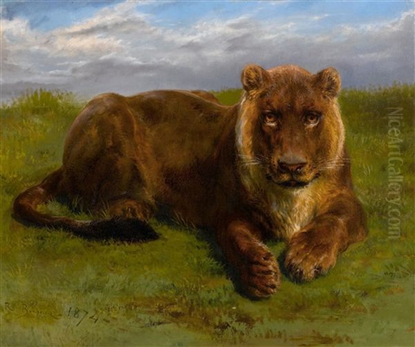 Lioness Posing Oil Painting by Rosa Bonheur