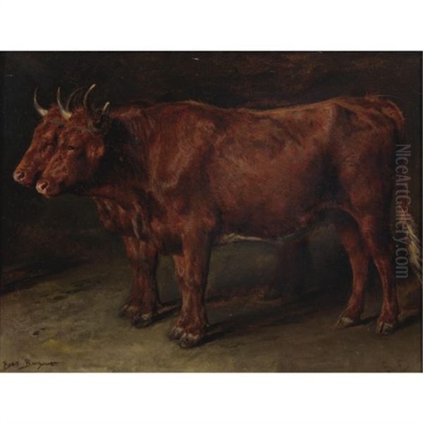 Pair Of Oxen Oil Painting by Rosa Bonheur