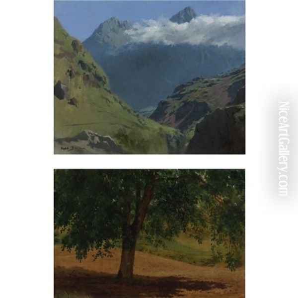 Pyrenees (+ Tree; 2 Studies) Oil Painting by Rosa Bonheur