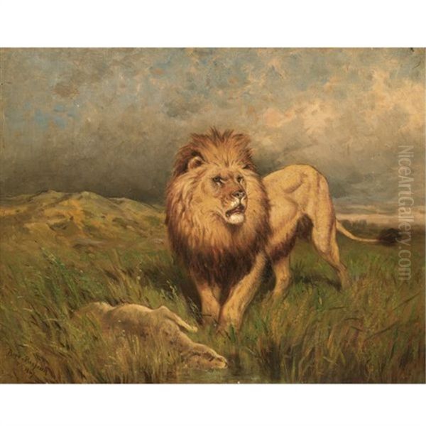 Lion And Prey - The Kill Oil Painting by Rosa Bonheur