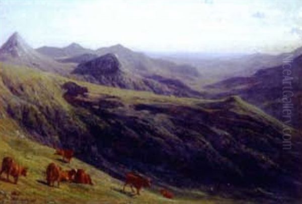 Cattle On Hillside Pastures (collab. W/auguste Bonheur) Oil Painting by Rosa Bonheur