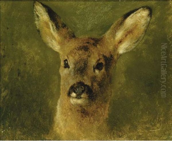 Head Of A Deer Oil Painting by Rosa Bonheur