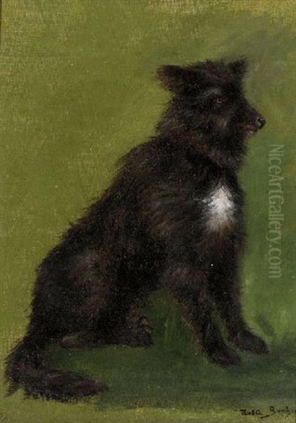 A Seated Dog Oil Painting by Rosa Bonheur