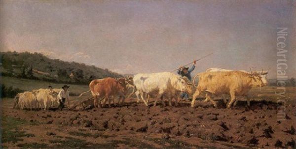 Spring Ploughing Oil Painting by Rosa Bonheur