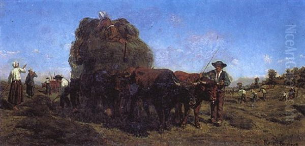 Scene De Fenaison Oil Painting by Rosa Bonheur