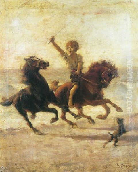 Muchacho Cabalgando En La Playa Oil Painting by Rosa Bonheur