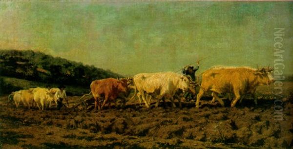 Spring Ploughing Oil Painting by Rosa Bonheur