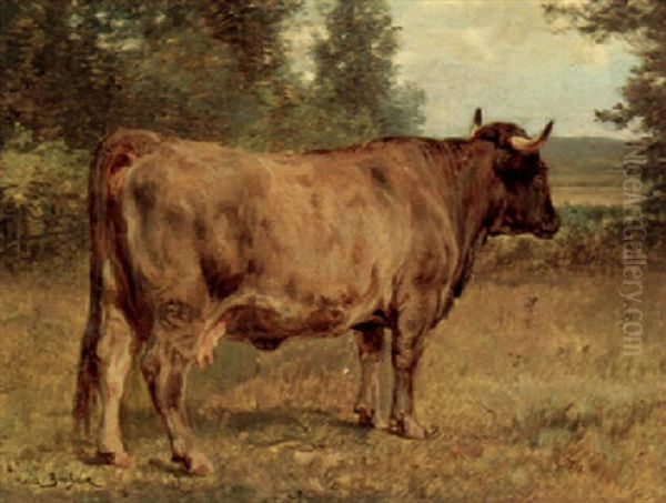 Study Of A Bull In A Landscape Oil Painting by Rosa Bonheur