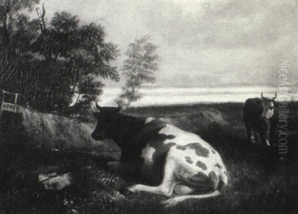 Bucolic Landscape Scene With Cattle Oil Painting by Rosa Bonheur