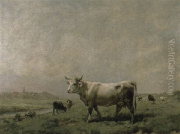 Cattle In A Meadow Oil Painting by Rosa Bonheur