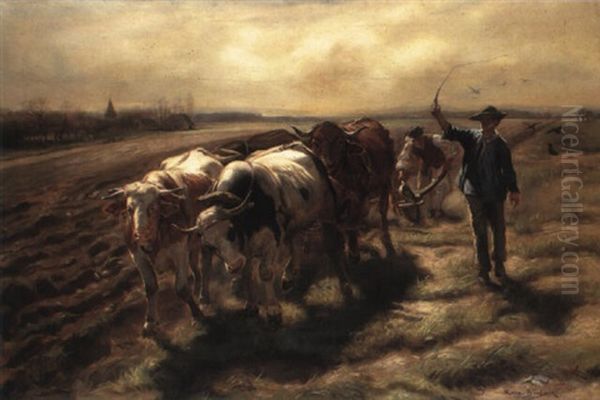 Oxen Ploughing Oil Painting by Rosa Bonheur