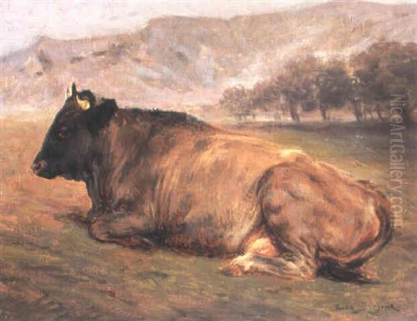 Ruhender Stier Oil Painting by Rosa Bonheur