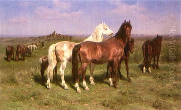 Wild Horses On The Open Plains Oil Painting by Rosa Bonheur