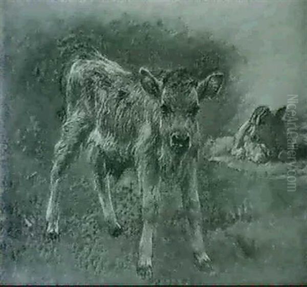 Souvenir Ou Etude De Veaux Oil Painting by Rosa Bonheur