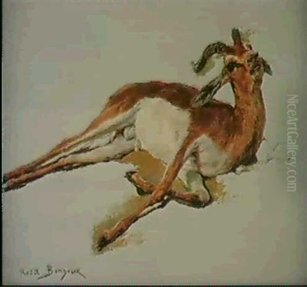 A Wounded Chamois Oil Painting by Rosa Bonheur