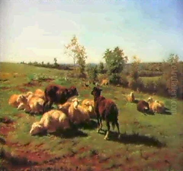 Sheep And Turkeys In A Meadow Oil Painting by Rosa Bonheur