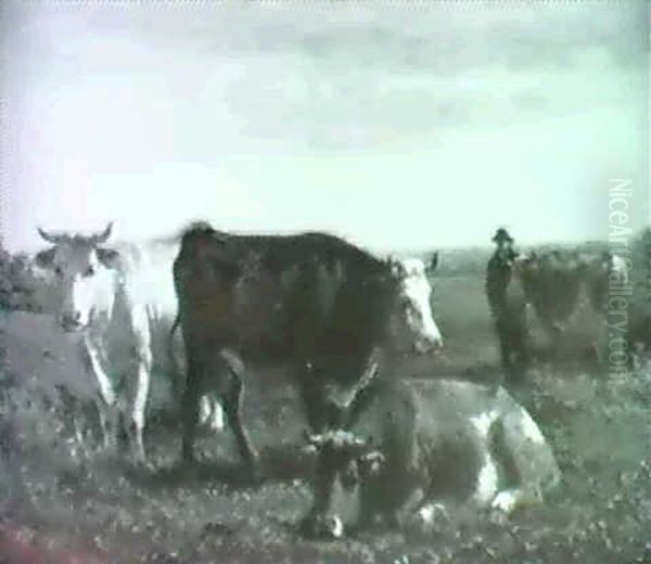 Cows In A Field Oil Painting by Rosa Bonheur