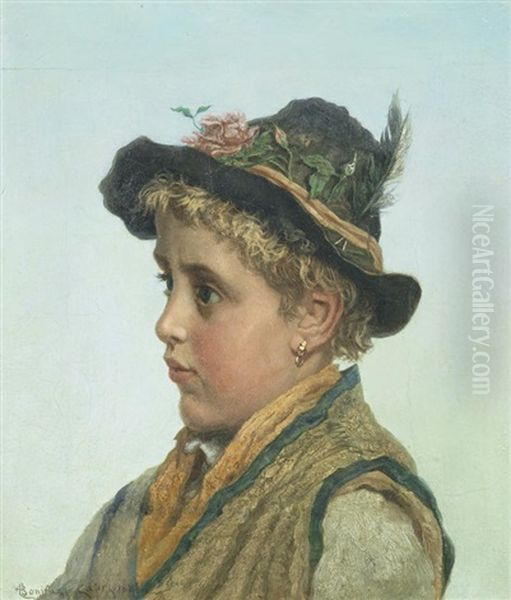 A Capri Boy Oil Painting by Adriano Bonifazi