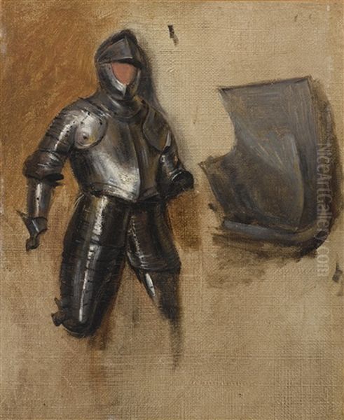 Study Of A Sixteenth-century Half Suit Of Armor Oil Painting by Richard Parkes Bonington