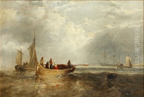 Fishing Vessels Oil Painting by Richard Parkes Bonington