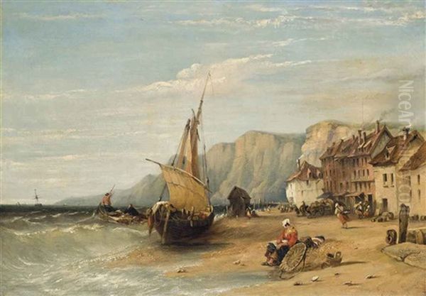 A Blustery Day On The French Coast Oil Painting by Richard Parkes Bonington