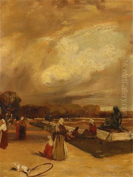 La Parterre D'eau A Versailles Oil Painting by Richard Parkes Bonington