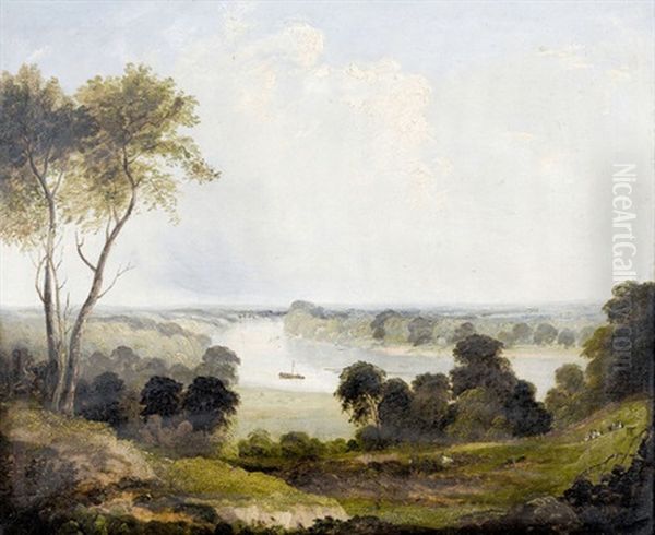 The Thames From Richmond Hill Oil Painting by Richard Parkes Bonington