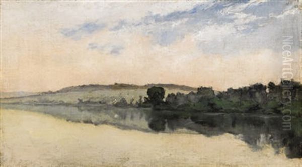 The Banks Of The Seine River Oil Painting by Richard Parkes Bonington