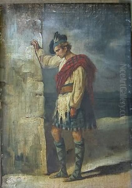 Portrait Of Scottish Guardsman Oil Painting by Richard Parkes Bonington