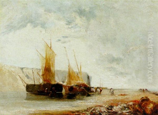 A Coastal Landscape Oil Painting by Richard Parkes Bonington