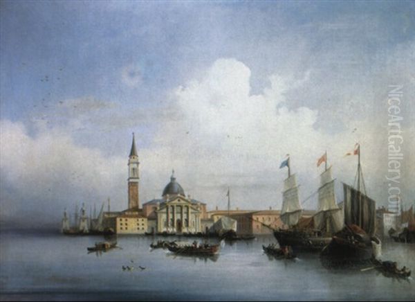 Venise, Vue De L'eglise San Giorgio Maggiore Oil Painting by Richard Parkes Bonington