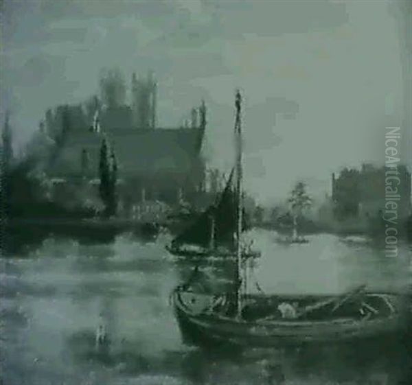 The Thames Near Westminster Oil Painting by Richard Parkes Bonington