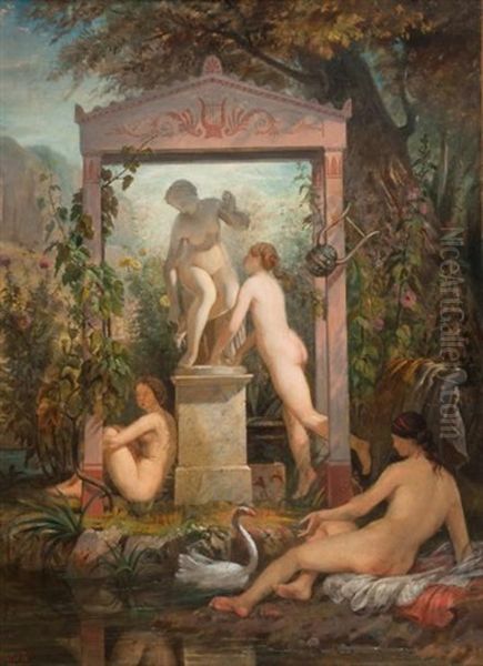 Venus Et Les Trois Graces Oil Painting by Pierre Bonirote