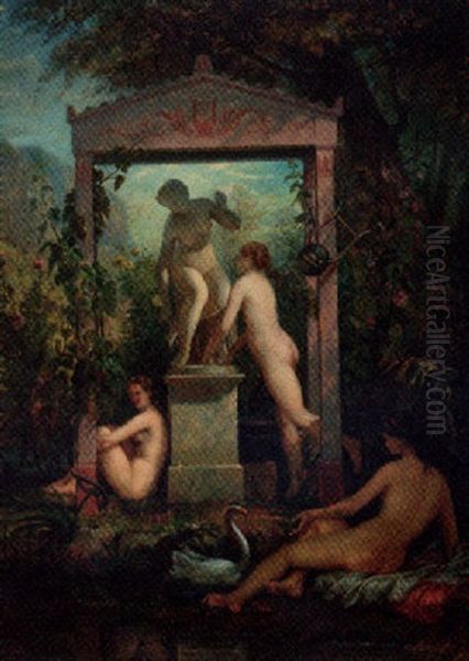 A Statue Of Eurydice Surrounded By Nymphs Oil Painting by Pierre Bonirote