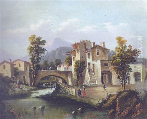 Veduta Di Villaggio Oil Painting by Pierre Bonirote