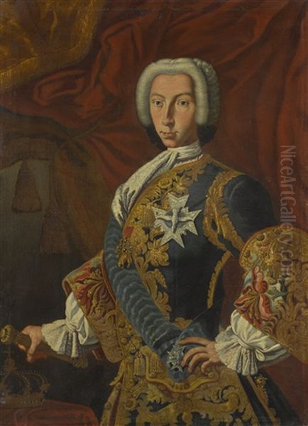 A Portrait Of Charles Of Bourbon Iii King Of Spain, Vii King Of Naples, V King Of Sicily (1716-1788) Oil Painting by Giuseppe Bonito