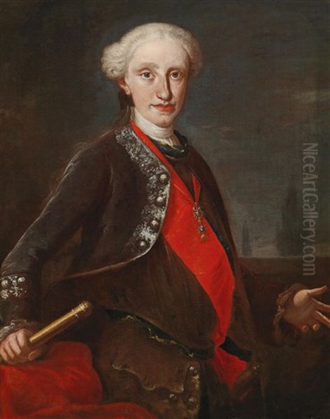 Portrait Of The Young King Ferdinand Iv Of Naples With The Order Of The Golden Fleece Oil Painting by Giuseppe Bonito