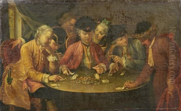 Card Players Oil Painting by Giuseppe Bonito