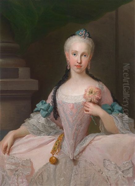 Bildnis Der Maria Amalia Von Sachsen, Konigin Von Neapel Und Spanien Oil Painting by Giuseppe Bonito