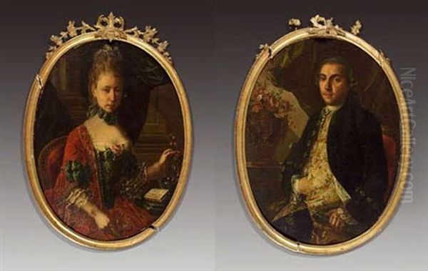 Portrait De Ignace De Mascagni Roezza (+ Portrait De Jeanne De Mascagni Roezza; Pair) Oil Painting by Giuseppe Bonito