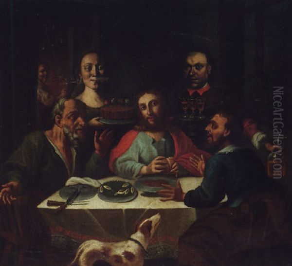 The Supper At Emmaus Oil Painting by Giuseppe Bonito