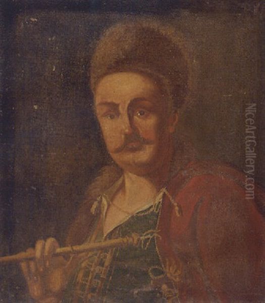 Portrait Of A Turk Holding A Pipe Oil Painting by Giuseppe Bonito