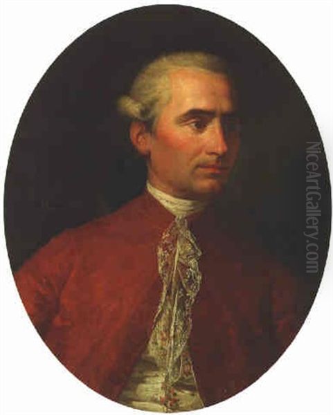 Portrait Of A Gentleman In A Red Coat And An Embroidered Waistcoat by Giuseppe Bonito