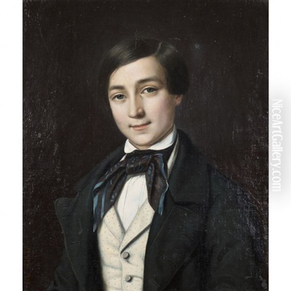 Portrait De George Sand A 17 Ans Oil Painting by Jean Baptiste Bonjour