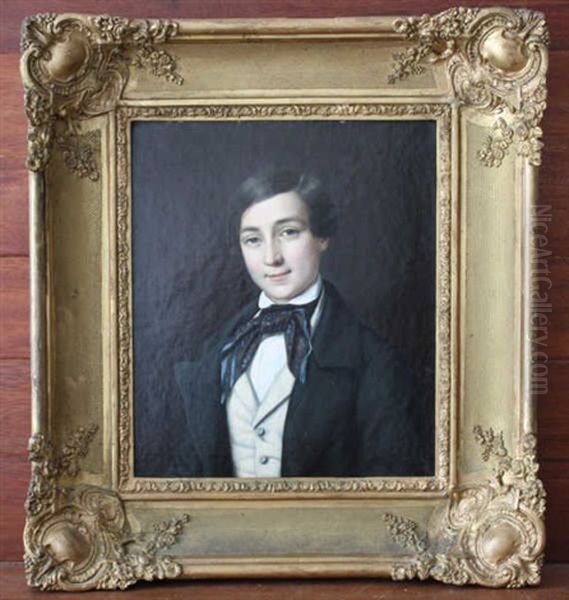 Portrait De (george Sand ?) Oil Painting by Jean Baptiste Bonjour