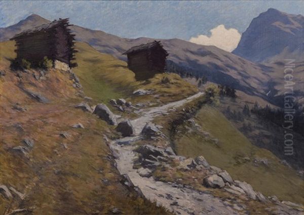 Chemin De La Bella Tolla. Valais Oil Painting by Julia Bonnard