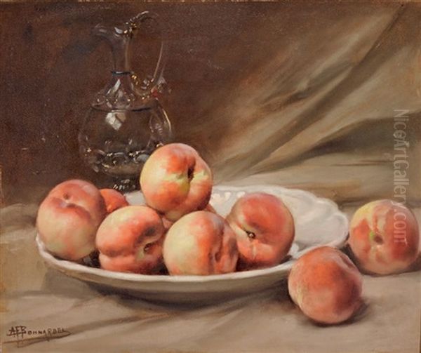 Nature Morte Aux Peches Et A La Carafe En Verre Oil Painting by Alexandre Francois Bonnardel